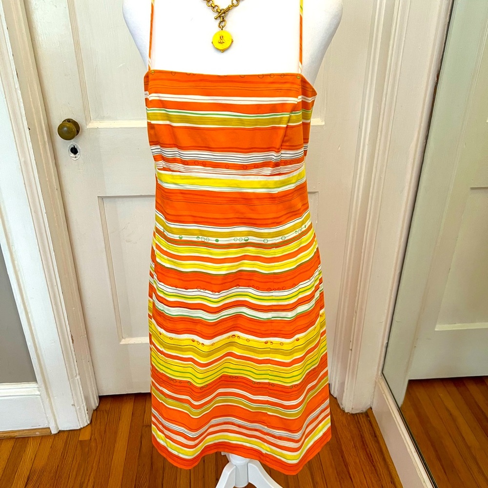 Nine West Orange Yellow Spaghetti Strap Mini Sundress